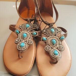 NWT Torrid brown with turquoise stone sandals. Size 11.5